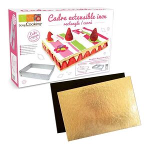 Cadre a patisserie extensible rectangle + 5 supports a gateau Scrapcooking
