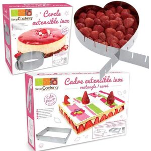 3 cadres patisserie extensibles - c?ur, cercle & rectangle Youdoit