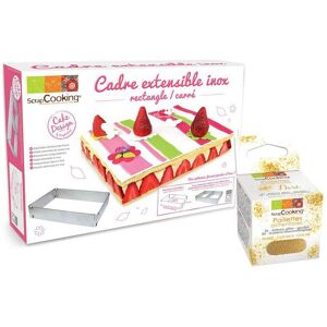 Cadre a patisserie extensible rectangle + paillettes dorees Scrapcooking