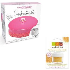 Cadre a patisserie extensible rond + paillettes dorees Scrapcooking