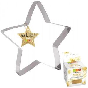 Decoupoir a patisserie inox XXL Etoile + paillettes dorees Scrapcooking