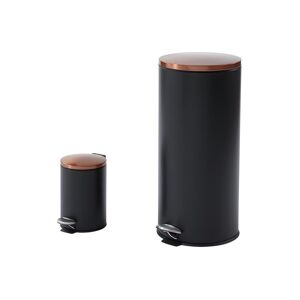 OZAIA Lot de 2 poubelles a pedale en inox - 30L et 3L - Noir et cuivre - PIRA