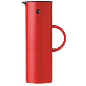 Stelton EM77 Carafe Isotherme Thermos à double paroi pour boissons chaudes ou froides Pot à thé et à café avec insert en verre, bouchon à bascule magnétisé, bouchon à vis, design nostalgique 1.0 Litres, rouge - Publicité