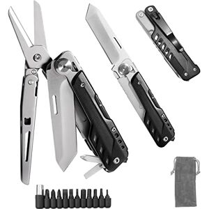 HONZIN Multitool 5 en 1 Multifonctionnel Couteau de Poche Pliant, Ciseaux Pliants, Couteau Géométrique Détachable en Acier Inoxydable, avec Pochette à Cordon (Extra 11 Embouts de Tournevis) - Publicité