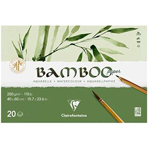 Clairefontaine 975917C Bloc Encollé 2 Côtés Bamboo 20 Feuilles Papier 100% Bambou Aquarelle Blanc Naturel 100% végan Grain Finement Marqué Qualité Professionnelle 60x40 cm 250g - Publicité