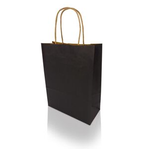 Bong Boîte 250 sacs poignées torsadées kraft naturel 100%, format 18,4 x 24 x 8 cm, Couleur Noir