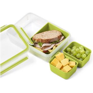 Emsa Boîte pour goûter CLIP & GO, 0,55 L, transparent / vert - Lot de 3 Noir