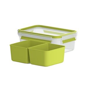 Emsa Boîte pour goûter CLIP & GO, 1,0 L, transparent / vert - Lot de 2