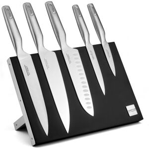 Bloc magnétique 5 couteaux de cuisine Argent 15x40x30cm