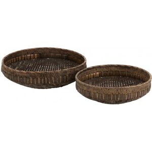 LANADECO Plats ronds rotin noir D49,5cm - Lot de 2