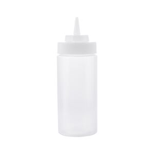 TABLECRAFT - 11663C-12/6 - Lot de 6 unites - Bouteille a presser avec goulot de 63 mm 475 ml - 7 x 7 x 20,5 cm - Blanc translucide