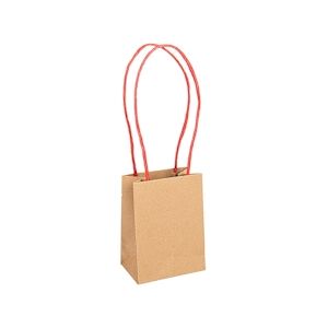 García de Pou 100 Unités - Sacs Sos Avec Anses En Papier Rouge 110 G/M2 9+6X12 Cm Naturel Kraft - Garcia de Pou