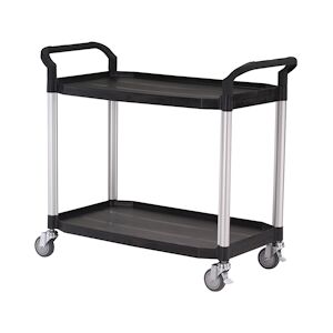 Lobrot chariot de service polypropylène noir 2 plateaux 1100 x 520 x H950 mm