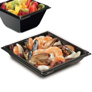 Ravier salade Takipack 900 cc fond noir + Couvercle