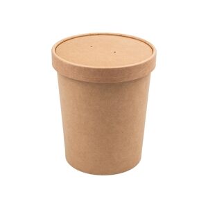 García de Pou 250 Unités - Récipients + Couvercles 960 Ml 340 + 18 Pe G/M2 Ø11,7/9,2X13,5 Cm Naturel Kraft - Garcia de Pou