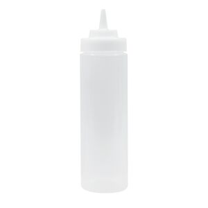 TABLECRAFT - 32563C/6 - Lot de 6 unites - Bouteille a presser avec goulot de 63 mm et embout large 710 ml - 7 x 7 x 26 cm - Blanc translucide