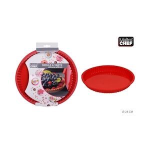 Lot de 12 Moule Tarte Silicone 28cm Rouge Maitre Chef