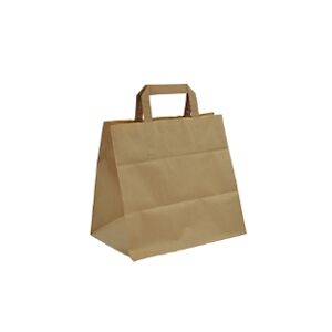 sac poignees plates kraft brun naturel format 32+22x24 cm x250 pak emballages