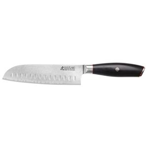 Couteau modele santoku Wusaki Fujiko Black 18cm manche en pakka