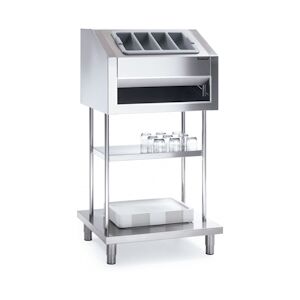 Distform Distributeur en Inox sur Piètement de Couverts, Plateaux et Trémie pour Pain Acier inoxydable 800x700x1520mm