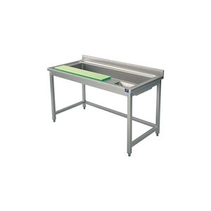 Table Inox pour Préparation Légumes Planche à Découper et Bac 1400x700x700x850mm VIRTUS GROUP