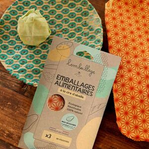 Emballage alimentaire reutilisable - Bee wrap - Pack 3 formats - En direct de L'embeillage (Val-de-Marne)