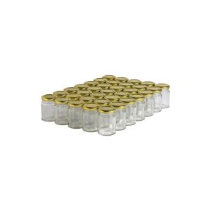 Apiculture.net - Matériel apicole français 35 pots verre droits 125g (106 ml) avec couvercles TO 48 - Doré