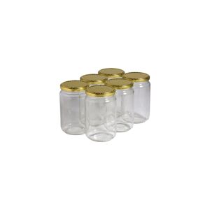 Apiculture.net - Matériel apicole français 6 pots verre 1kg (750 ml) avec couvercles TO 82 - Alvéoles