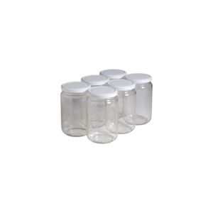 Apiculture.net - Matériel apicole français 6 pots verre 1kg (750 ml) avec couvercles TO 82 - Blanc