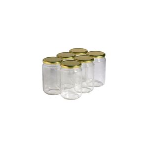 Apiculture.net - Matériel apicole français 6 pots verre 1kg (750 ml) avec couvercles TO 82 - Doré