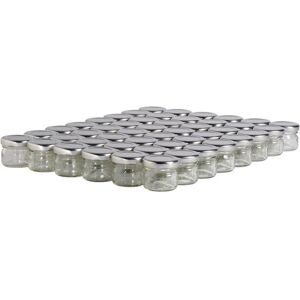 Apiculture.net - Matériel apicole français 48 pots verre 30g (32 ml) avec couvercles TO 43 - Argenté