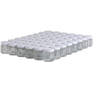 Apiculture.net - Materiel apicole francais 48 pots verre hexagonaux 50g (47 ml) avec couvercles TO 43 - Blanc