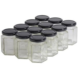 Apiculture.net - Matériel apicole français 12 pots verre hexagonaux 250g (196 ml) avec couvercles TO 58 - Noir69 mm - Publicité