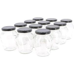 Apiculture.net - Matériel apicole français 6 pots verre Orcio 500g (370 ml) TO 63 avec couvercles - Noir