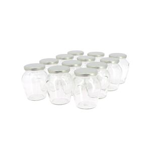 Apiculture.net - Matériel apicole français 6 pots verre Orcio 500g (370 ml) TO 63 avec couvercles - Argent