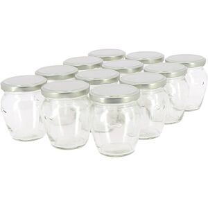 Apiculture.net - Matériel apicole français 6 pots verre Orcio 400g (314 ml) TO 63 avec couvercles - Argent