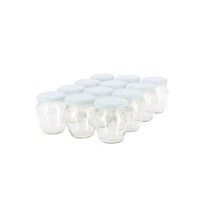 Apiculture.net - Matériel apicole français 6 pots verre Orcio 400g (314 ml) TO 63 avec couvercles - Blanc