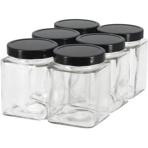 Apiculture.net - Materiel apicole francais 6 pots verre jupe haute Quadro 750 g (580 ml) avec couvercles Deep - Noir