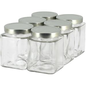 Apiculture.net - Materiel apicole francais 6 pots verre jupe haute Quadro 750 g (580 ml) avec couvercles Deep - Argent