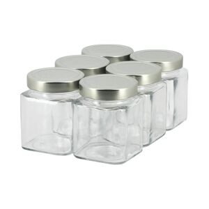 Apiculture.net - Materiel apicole francais 6 pots verre jupe haute Quadro 400 g (314 ml) avec couvercles Deep - Argent