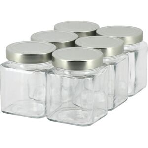 Apiculture.net - Matériel apicole français 6 pots verre jupe haute Quadro 400 g (314 ml) avec couvercles Deep - Argent