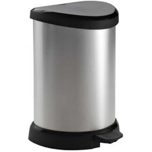 Curver DECO BIN 15L Poubelle a pedale 30,3 x 26,8 x 44,8 cm argente/noir 02120-582