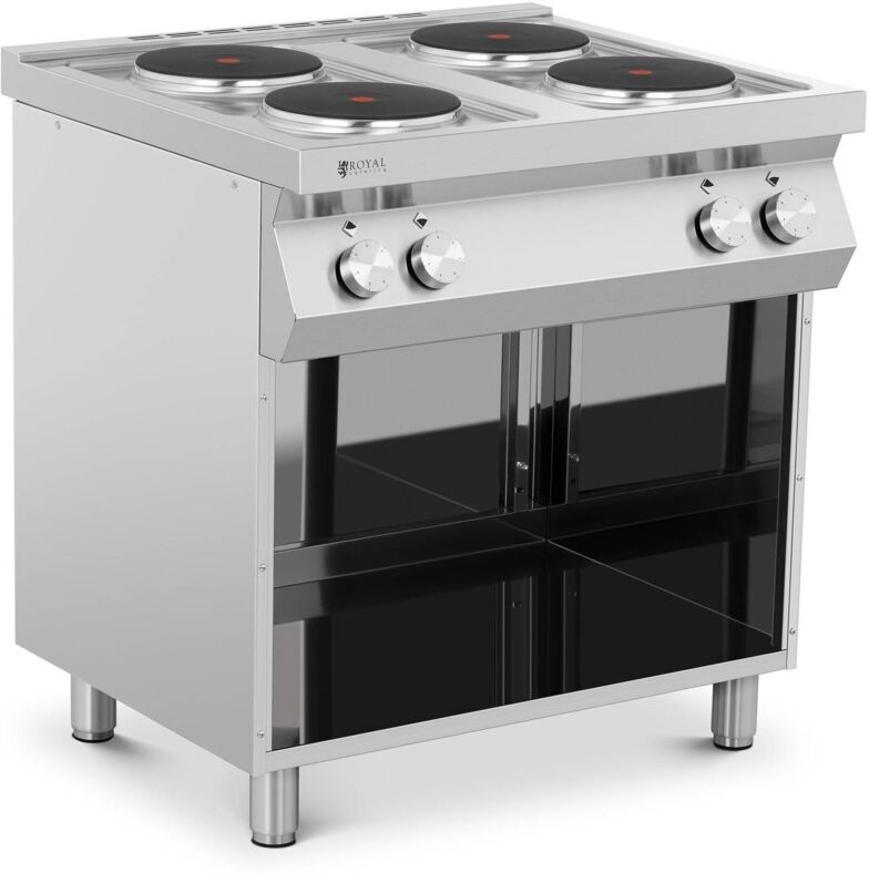 ROYAL CATERING Plaque De Cuisson Électrique Acier Inox & Fonte 4 Feux Table Cuisson