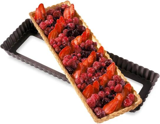 Moule à tarte amovible rectangle acier revêtu anti-adhérent bords cannelés 36 cm Mathon []