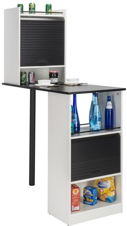 Simmob Table de cuisine et 2 Meubles de rangement Blancs