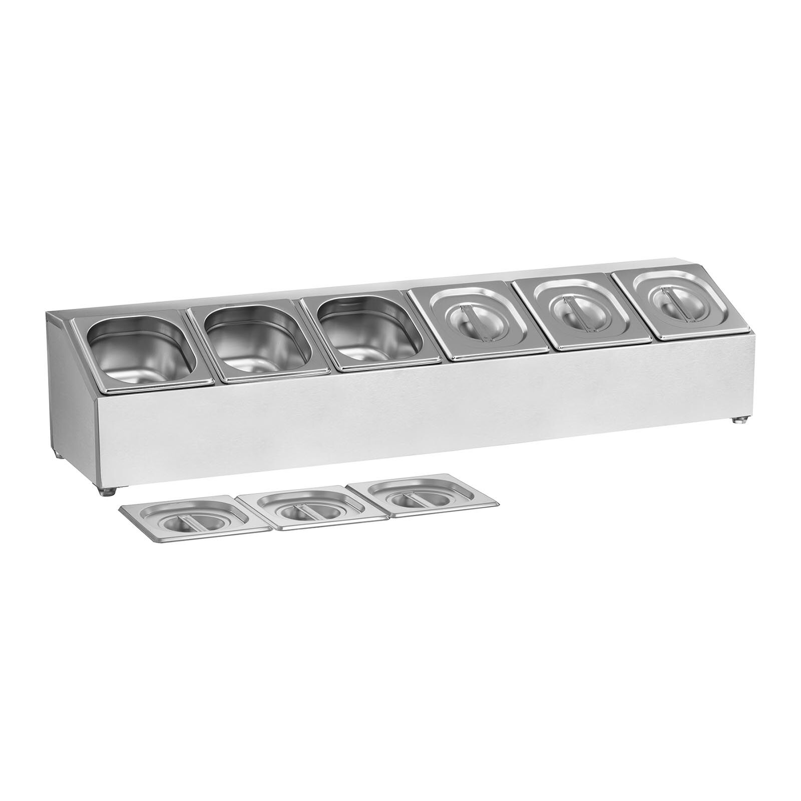 Royal Catering Gastronorm Pan Holder - Incl 6 1/6 Gastronorm Containers with Lids