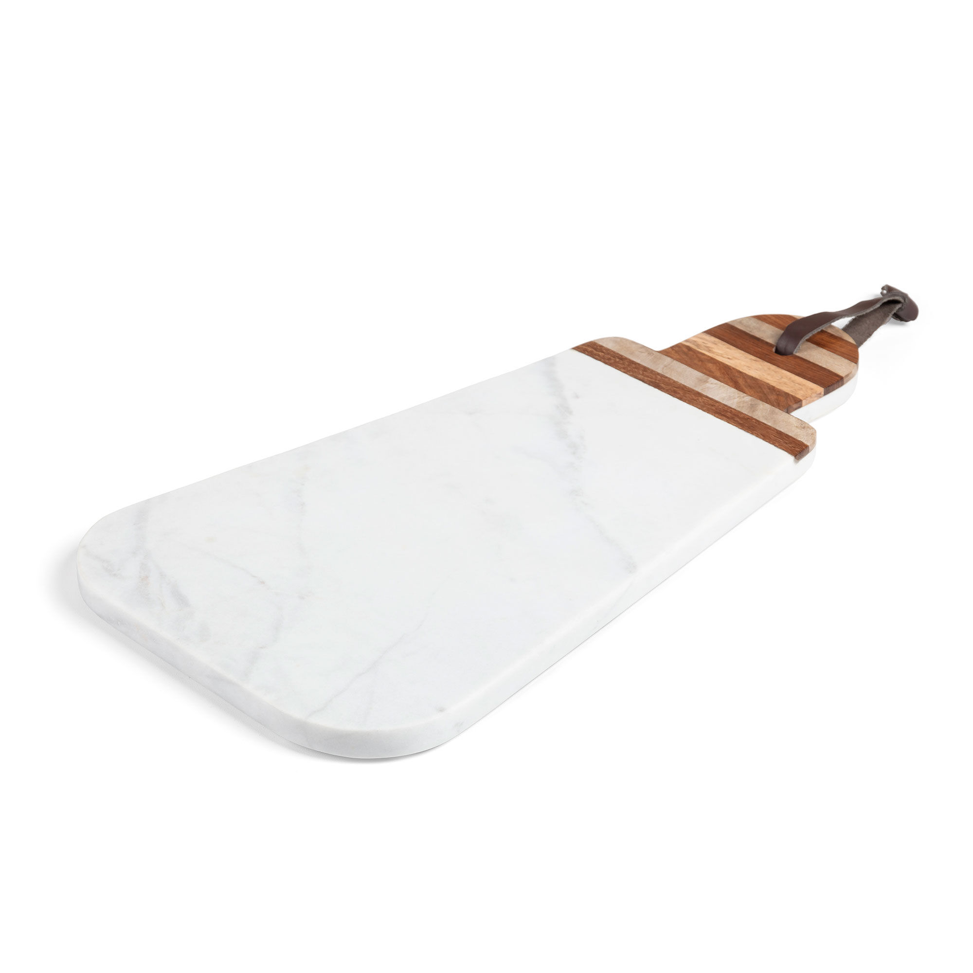Kave Home Bryant oval triangular cutting board white marble handle