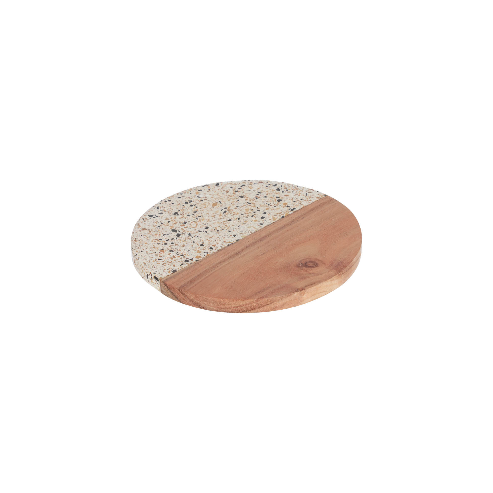 Kave Home Verna round wood and terrazzo serving board