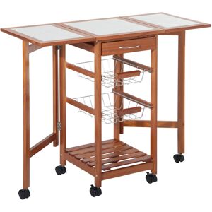 Homcom Carrello da Cucina Servizio Ausiliare Legno metallo Cromato 6 Ruote Cassetto