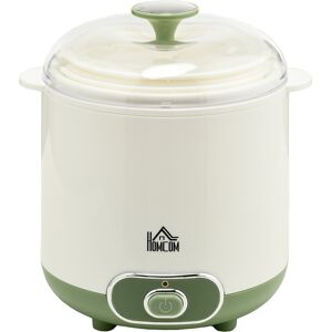 Homcom Yogurtiera 20W da 1.5L per 3-5 Persone con 2 Vasetti e Colino, in Plastica, 19.5x17.5x21.4 cm, Bianca